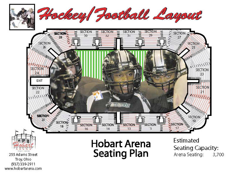 Hockey / Football Seating for Hobart Arena in Troy, Ohio